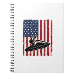 Cuaderno Camiseta Vectorial de Bandera Americana de Moto de