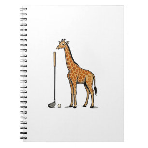 Cuaderno Camiseta vectorial de golf de jirafa de grabado vi