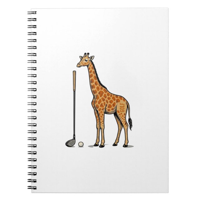 Cuaderno Camiseta vectorial de golf de jirafa de grabado vi (Frente)