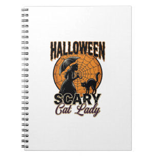 Cuaderno Camiseta Vintage de Bruja de Halloween Señora Gato