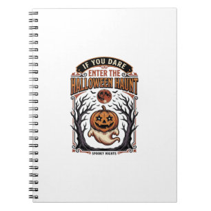 Cuaderno Camiseta Vintage de Halloween Calabaza Grabada Esp