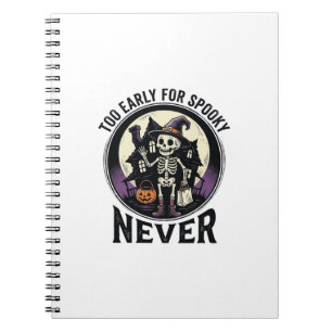 Cuaderno Camiseta Vintage de Halloween Esqueleto Luna Casa