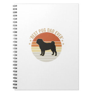 Cuaderno Camiseta Vintage Mejor Papá Pug de Todos los Tiemp