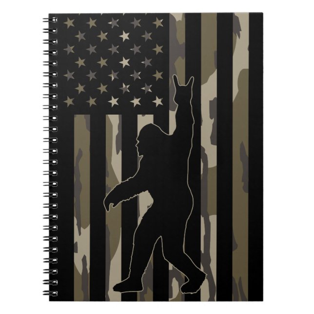 Cuaderno Camo Bottomland Bigfoot, bandera de Estados Unidos (Frente)