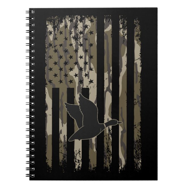 Cuaderno Camo de escuela antigua, pato, caza bandera estado (Frente)