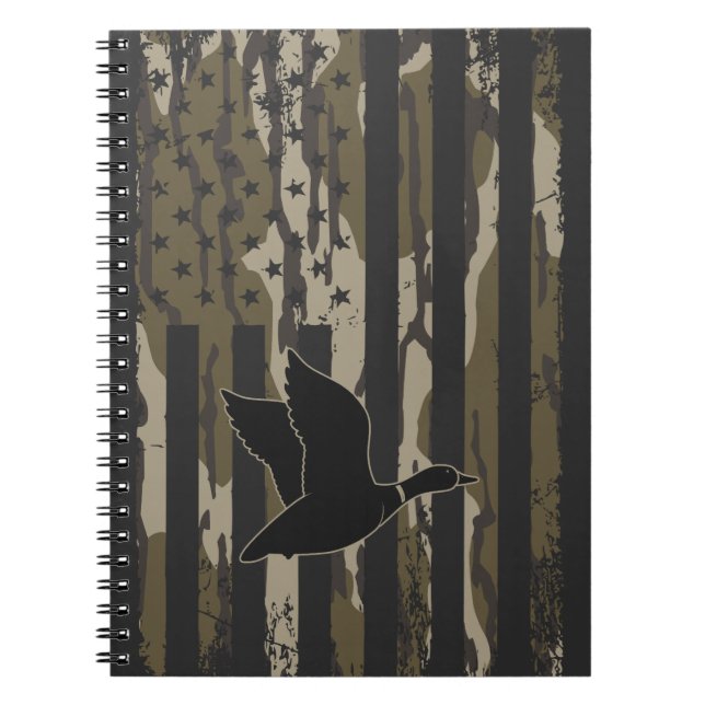 Cuaderno Camo de escuela antigua, pato, caza bandera estado (Frente)