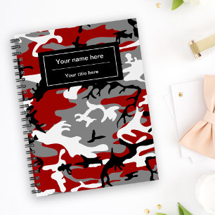 Cuaderno Camo rojo y gris, Camuflaje, Militar, Ejército