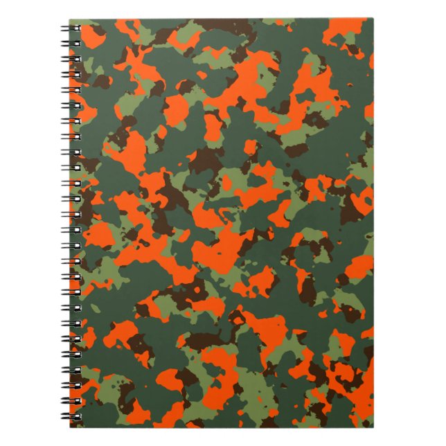 Cuaderno Camo verde con el naranja del resplandor de la (Frente)