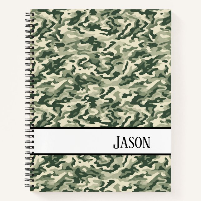 Cuaderno Camo verde para equipos portátiles y militares (Anverso)