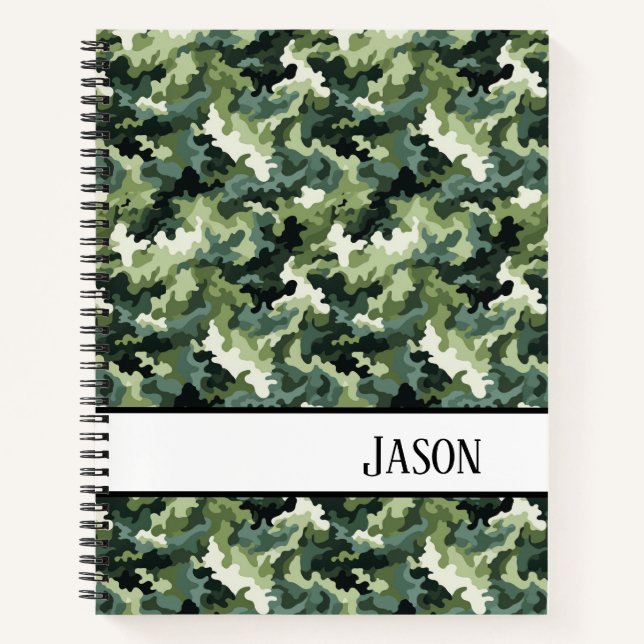 Cuaderno Camo verde para equipos portátiles y militares (Anverso)
