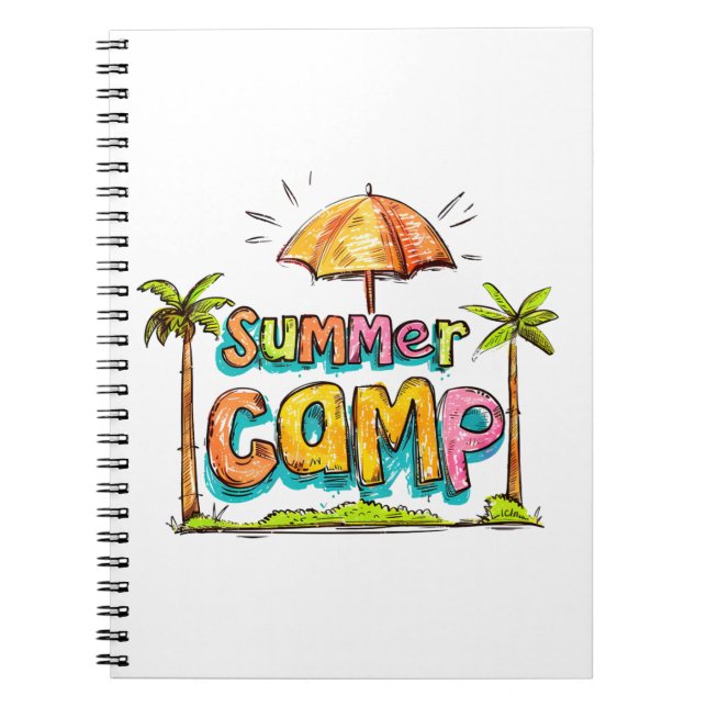 Cuaderno Campamento de Verano - Letrero Colorido de Campame (Frente)