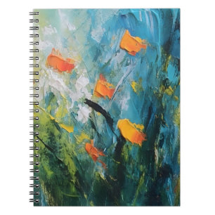 Cuaderno Campanillas – Pradera floral abstracta en movimien