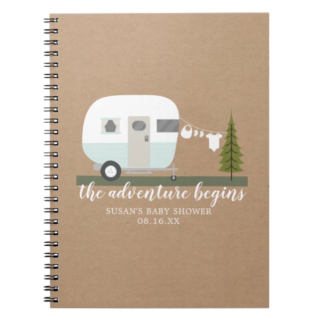 Cuaderno Camper de remolque de aventura Baby Shower (Frente)
