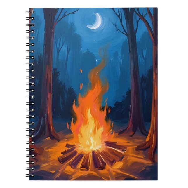 Cuaderno Campfire Moon | Nature Watercolor Painting (Frente)