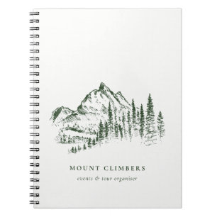 Cuaderno Camping de escalada en bosquejo de montaña Green P