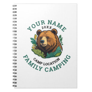 Cuaderno Camping de la familia de osos rústicos de época