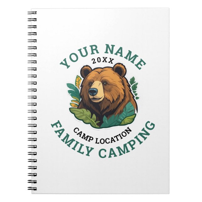 Cuaderno Camping de la familia de osos rústicos de época (Frente)