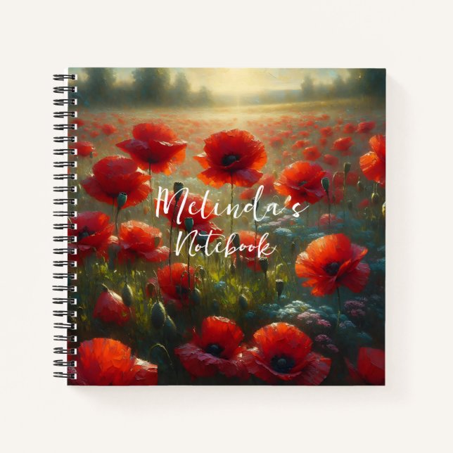 Cuaderno Campo de adormidera roja bonito en verano (Anverso)
