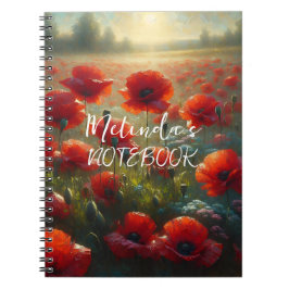Cuaderno Campo de adormidera roja bonito en verano
