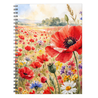 Cuaderno Campo de amapolas - Amapola acuarela