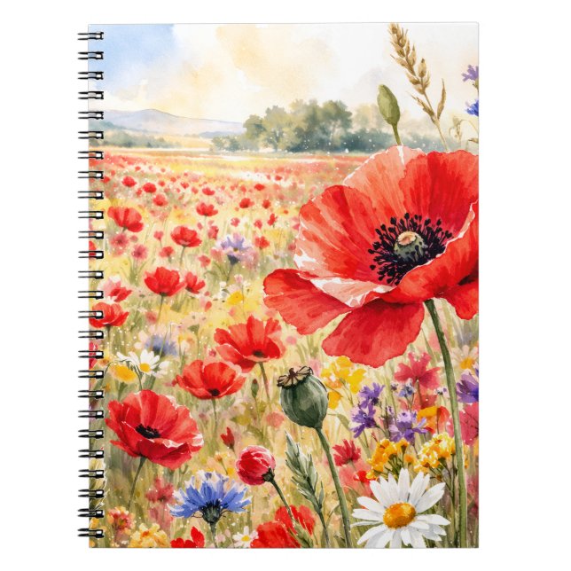 Cuaderno Campo de amapolas - Amapola acuarela (Frente)