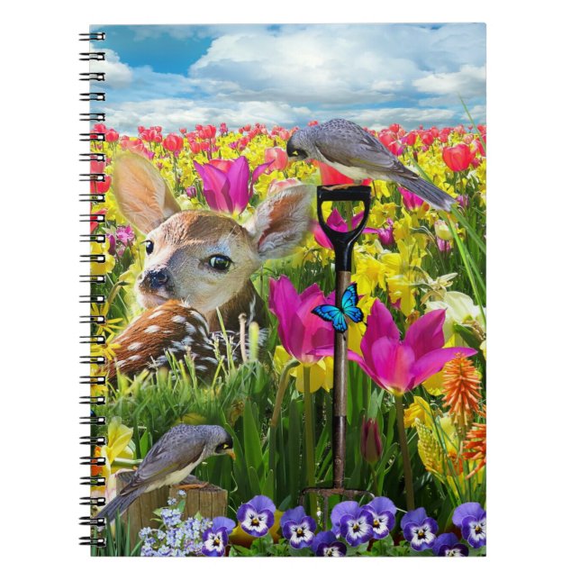 Cuaderno Campo de aves alba de flores (Frente)