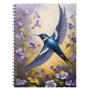 Cuaderno Campo de barbecho volador de flores violetas