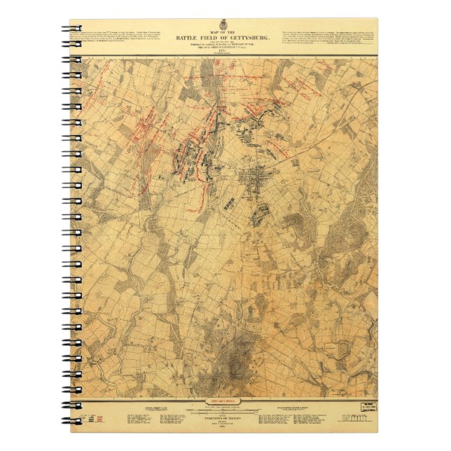 Cuaderno Campo de batalla del mapa de Gettysburg de Juan (Frente)