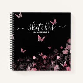 Cuaderno Campo de flores con mariposas
