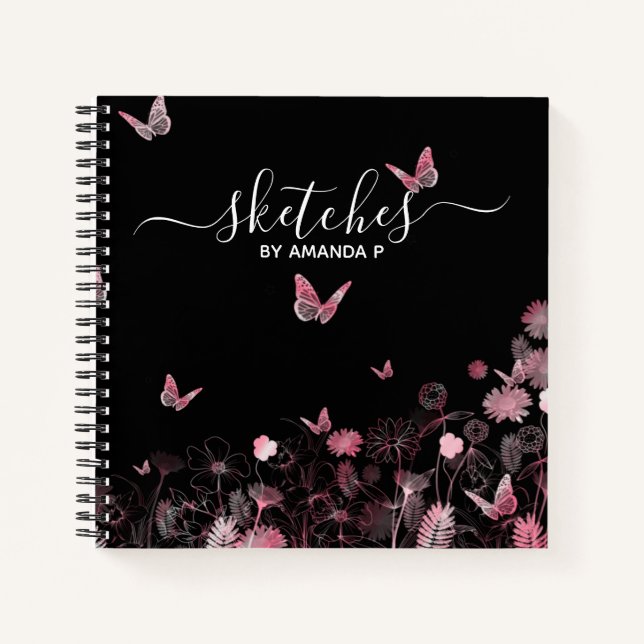 Cuaderno Campo de flores con mariposas (Anverso)