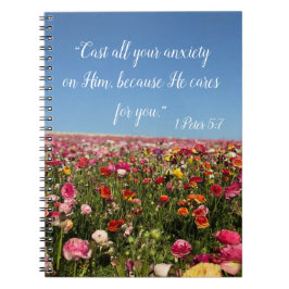 Cuaderno Campo de flores Journal 1 Peter 5:7
