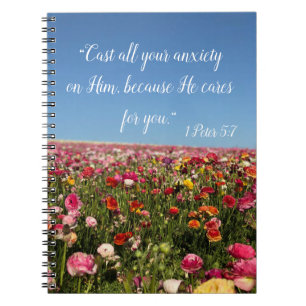 Cuaderno Campo de flores Journal 1 Peter 5:7