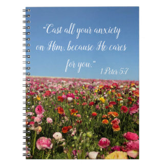 Cuaderno Campo de flores Journal 1 Peter 5:7