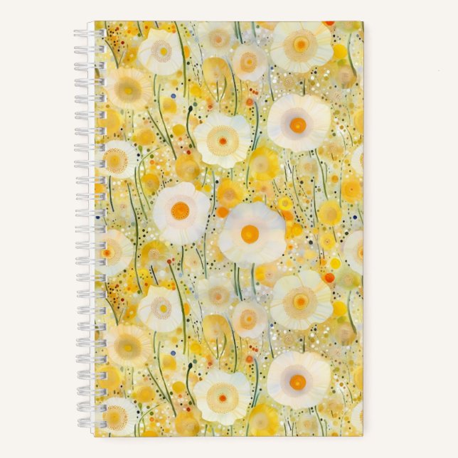 Cuaderno Campo de flores Naranja amarillo Naturaleza feliz  (Anverso)