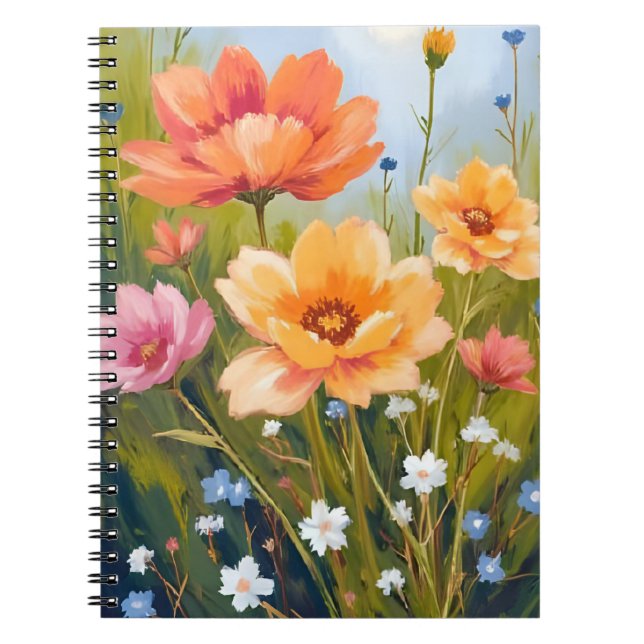 Cuaderno Campo de flores silvestres | Botánica de flores en (Frente)