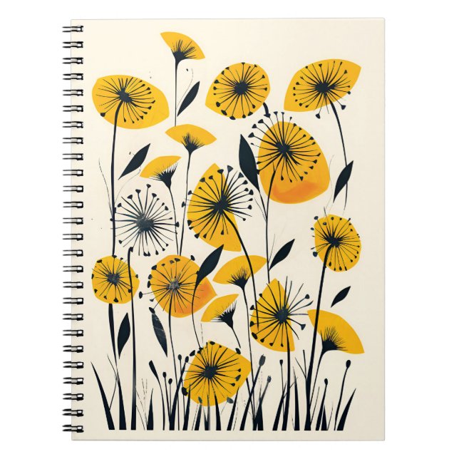 Cuaderno Campo de flores silvestres de Dandelion (Frente)