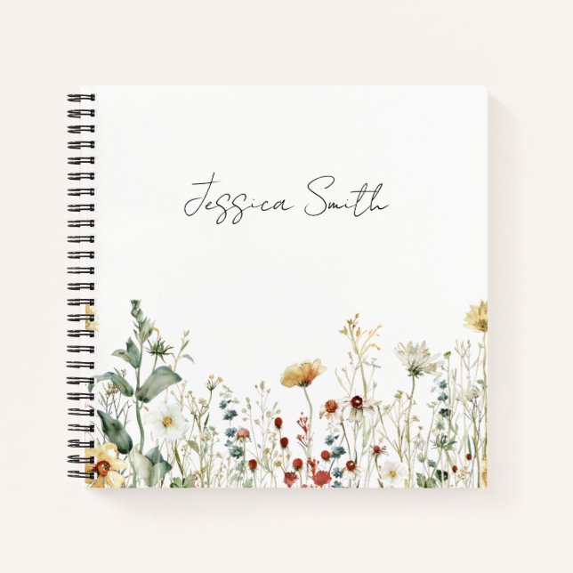 Cuaderno Campo de flores silvestres de verano personalizado (Anverso)
