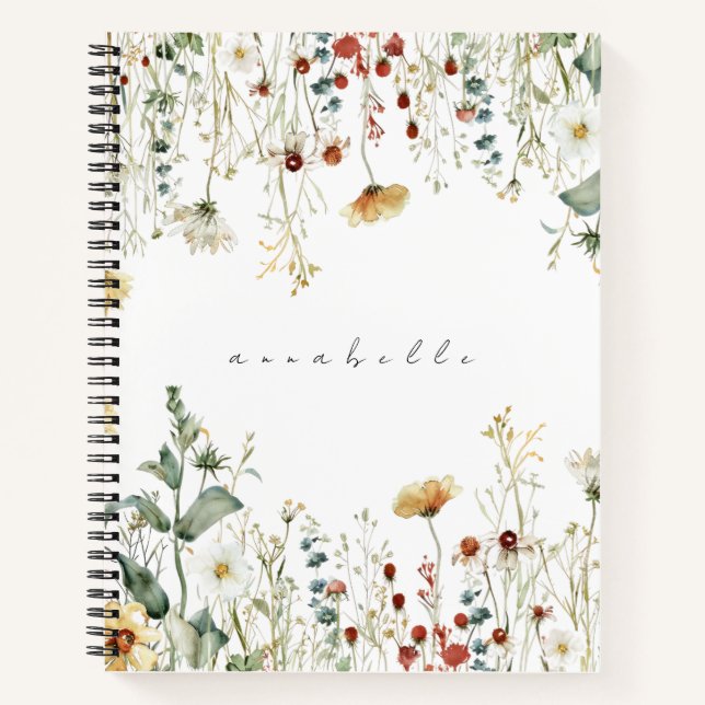 Cuaderno Campo de flores silvestres de verano personalizado (Anverso)
