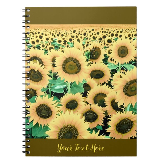 Cuaderno Campo de girasoles de color amarillo dorado (Frente)