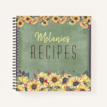 Campo de girasoles en receta verde personalizada