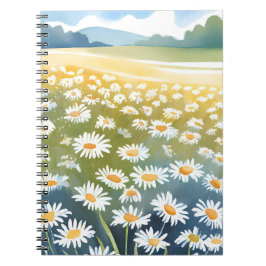 Cuaderno Campo de margaritas | Pintura floral de pradera de