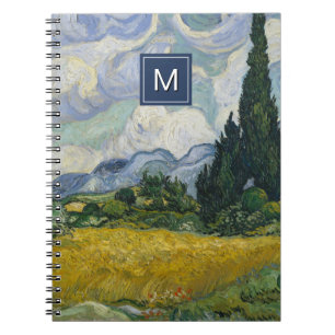 Cuaderno Campo de trigo con cipreses de Van Gogh Monograma 