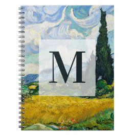 Cuaderno Campo de trigo Van Gogh con cipreses. Impresionism