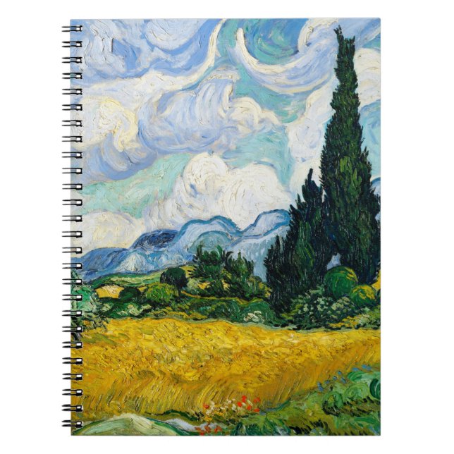 Cuaderno Campo de trigo Van Gogh con cipreses. Impresionism (Frente)