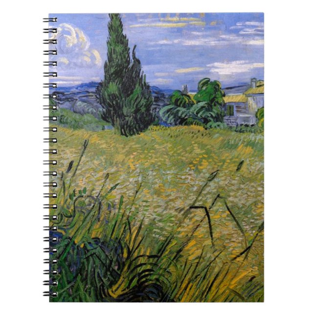 Cuaderno Campo de trigo verde con ciprés de Van Gogh. (Frente)