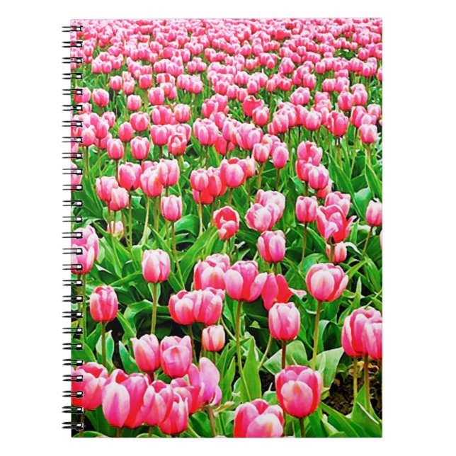 Cuaderno Campo de tulipanes rosados (Frente)