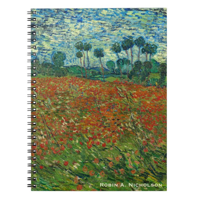Cuaderno Campo de Van Gogh con las amapolas personalizadas (Frente)