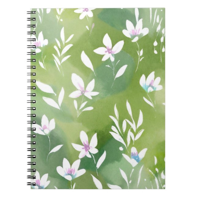 Cuaderno Campos de Flores Blancas | Floral de Primavera Ele (Frente)