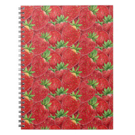 Cuaderno Campos de Fresas Dulces de Verano - Acuarela Roja