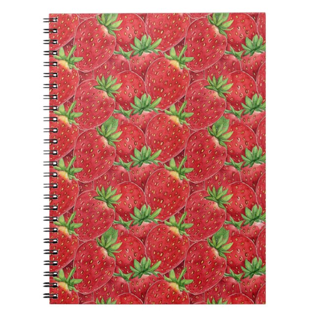 Cuaderno Campos de Fresas Dulces de Verano - Acuarela Roja (Frente)
